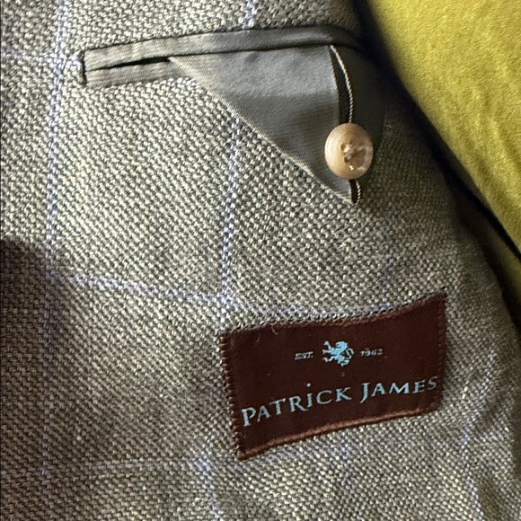 Men's Green Plaid Blazer linen and wool - Picture 11 of 14